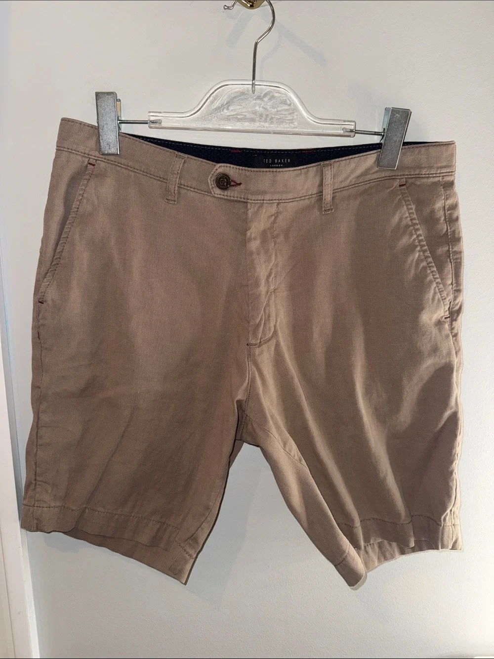 Ted Baker Men's Taupe Flat-Front Cotton Shorts